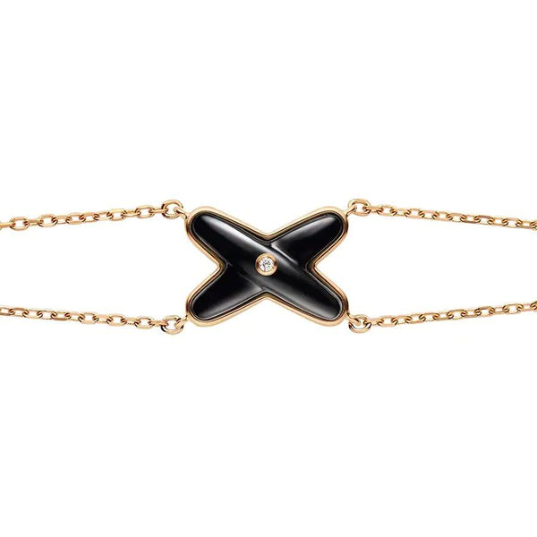 ˇTrend JewelryˇJEUX BRACELET ONYX PINK GOLD 1 DIAMOND