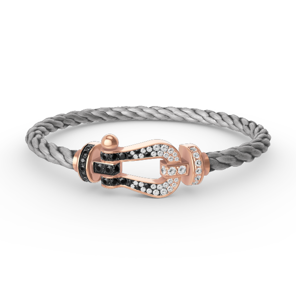 ˇTrend JewelryˇFORCE LARGE HORSESHOE BLACK WHITE DIAMOND BRACELET ROSE GOLD