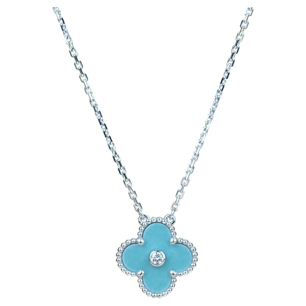ˇTrend JewelryˇCLOVER 15MM DIAMOND SVRES PORCELAIN  NECKLACE SILVER