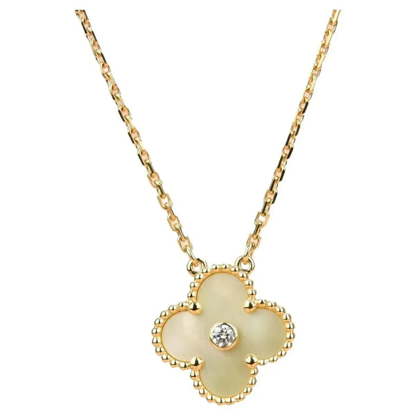 ˇTrend JewelryˇCLOVER 15MM DIAMOND GOLD MOTHER OF PEARL NECKLACE