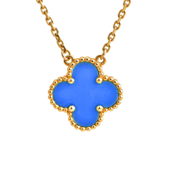 ˇTrend JewelryˇCLOVER 15MM BLUE AGATE NECKLACE