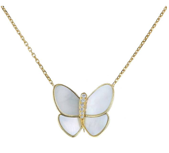 ˇTrend JewelryˇBUTTERFLY GOLD MOP DIAMOND NECKLACE