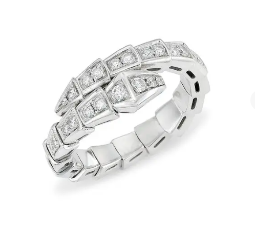 ˇTrend JewelryˇSERPENTI RING SILVER DIAMOND PAVED 4MM