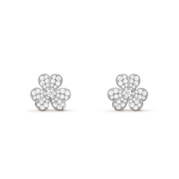 ˇTrend JewelryˇFRIVOLE SILVER FLOWER DIAMOND EARRINGS