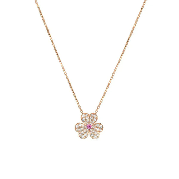 ˇTrend JewelryˇFRIVOLE ROSE GOLD FLOWER DIAMOND NECKLACE