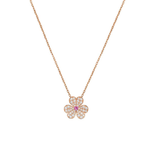 ˇTrend JewelryˇFRIVOLE ROSE GOLD FLOWER DIAMOND NECKLACE