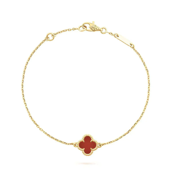 ˇTrend JewelryˇCLOVER  CARNELIAN SINGLE FLOWER BRACELET