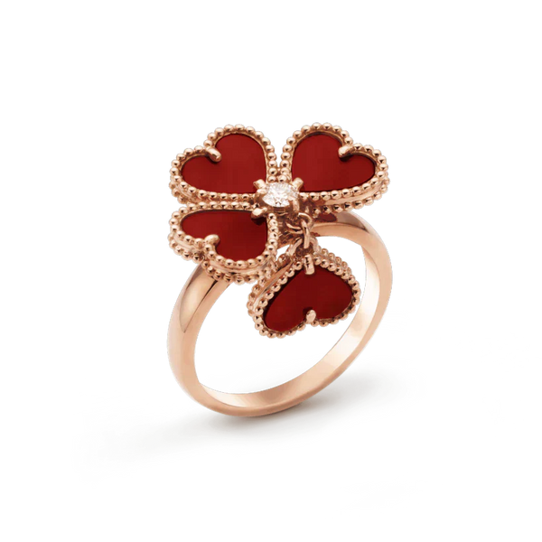 ˇTrend JewelryˇSWEET CLOVER CARNELIAN RING