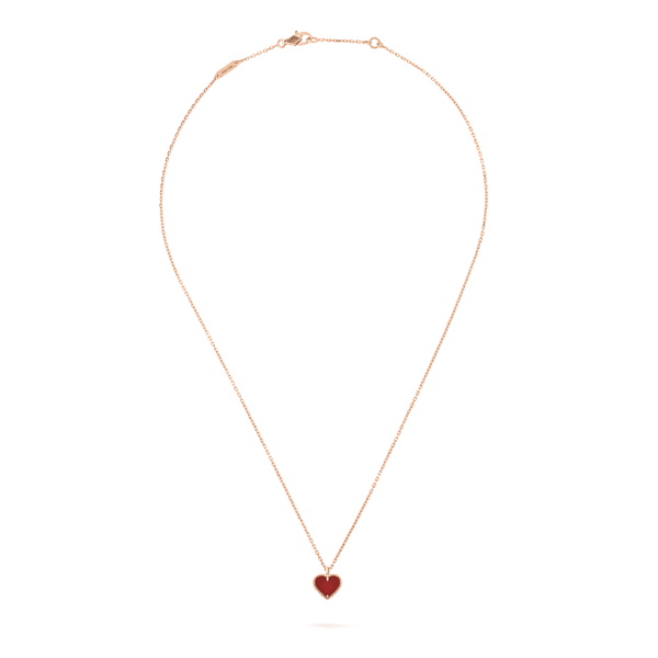 ˇTrend JewelryˇSWEET CLOVER CARNELIAN HEART NECKLACE