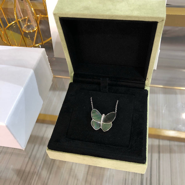 ˇTrend JewelryˇLARGE BUTTERFLY SILVER PENDANT DIAMOND NECKLACE