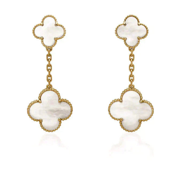 ˇTrend JewelryˇCLOVER 2 MOTIF WHITE MOP EARRINGS