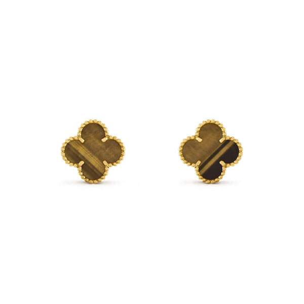 ˇTrend JewelryˇCLOVER MEDIUM 1 MOTIFS TIGER EYE EARRINGS