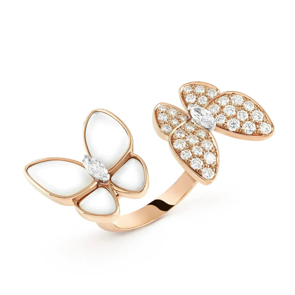 ˇTrend JewelryˇTWIN BUTTERFLY DIAMOND MOP RING